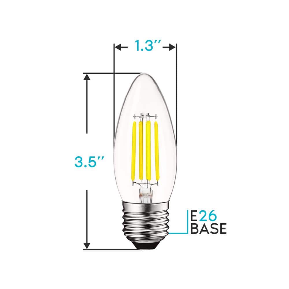 Clear Dimmable LED Edison Light Bulbs, 3.5 in, 6-Pack