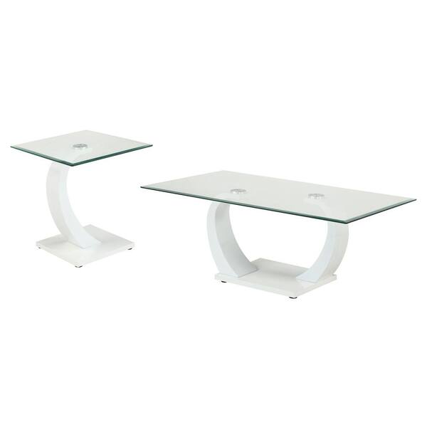 Furniture of America Tafthall 2Piece 50 in. Glossy White Rectangle