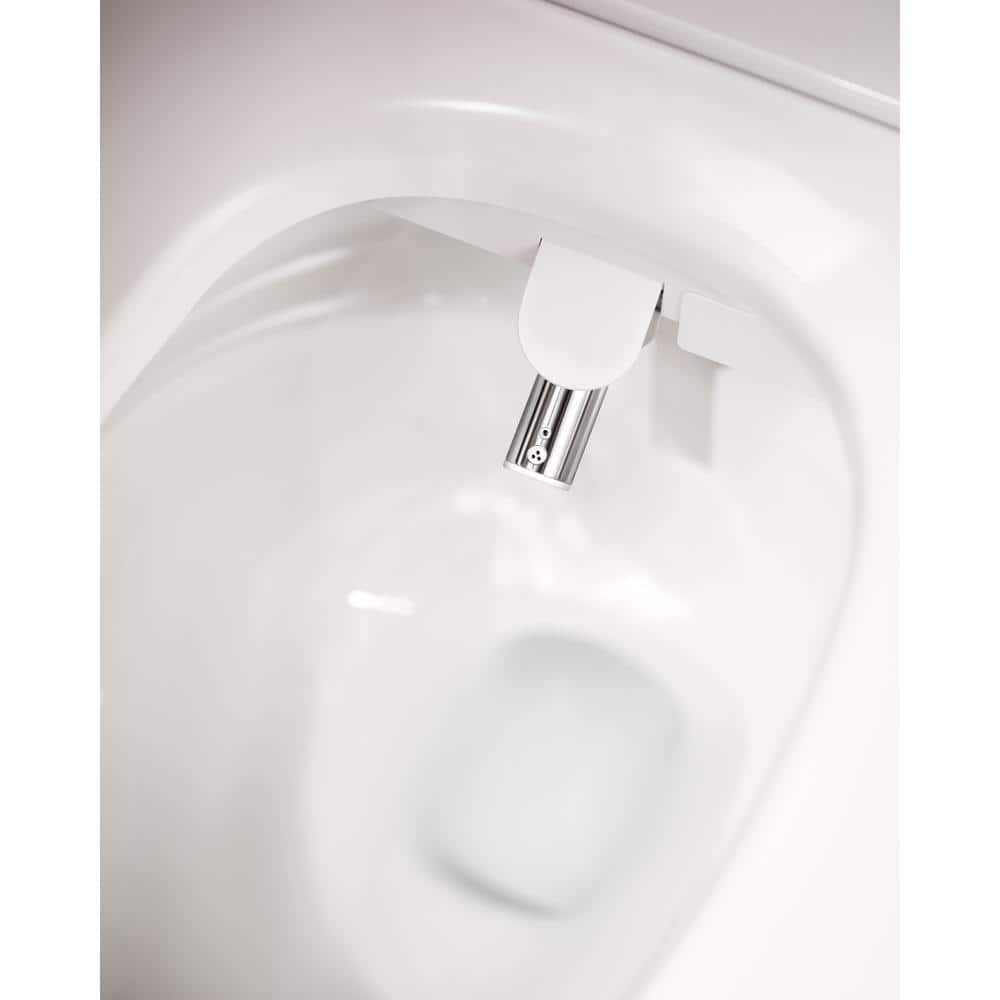 White Electronic Bidet Toilet Seat with Heated Water and Night Light