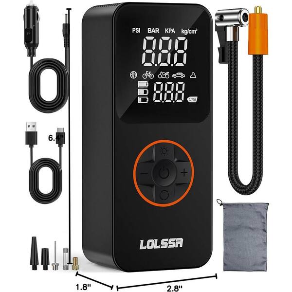EKIEUDL - Portable Tire Inflator and Powerbank 150PSI Cordless Electric for Car with Tire Gauge Pressure in Black (1-Pack)