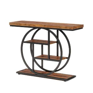 Turrella 41.3 in. Brown Rectangle Wood Console Table, Industrial Sofa Table for Living Room, Foyer Hallway Table