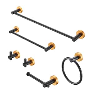 6-Piece Wall Mounted Bathroom Accessories, Bath Hardware Set with Mounting Hardware, Rust Proof in Golden Black