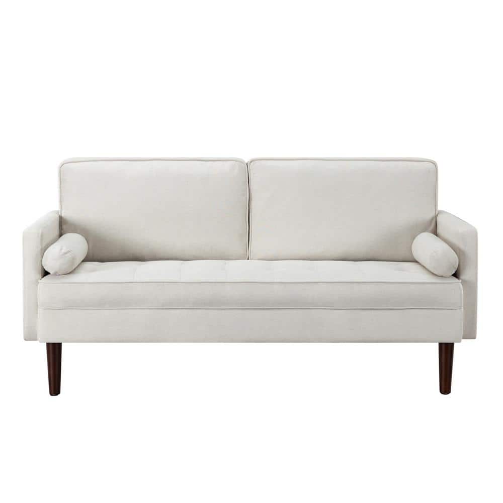 65 in. W Square Arm Polyester Rectangle Modern Straight Sofa in Beige