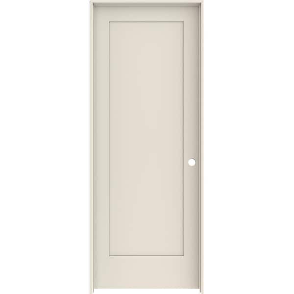 JELD-WEN 30 in. x 80 in. 1-Panel Shaker Left-Hand Primed Solid Core Wood Single Prehung Interior Door