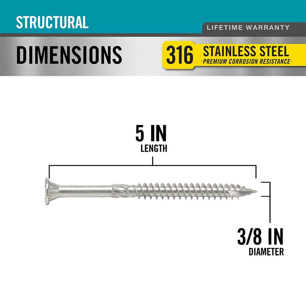 3/8 in. x 5 in. Star Drive Wafer Head Structural 316 Stainless Steel Screw price history on PriceWatchPro