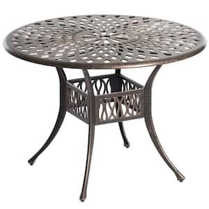 Bronze 1-Piece Cast Aluminum Indoor and Outdoor Dining Table Finish Bistro Patio