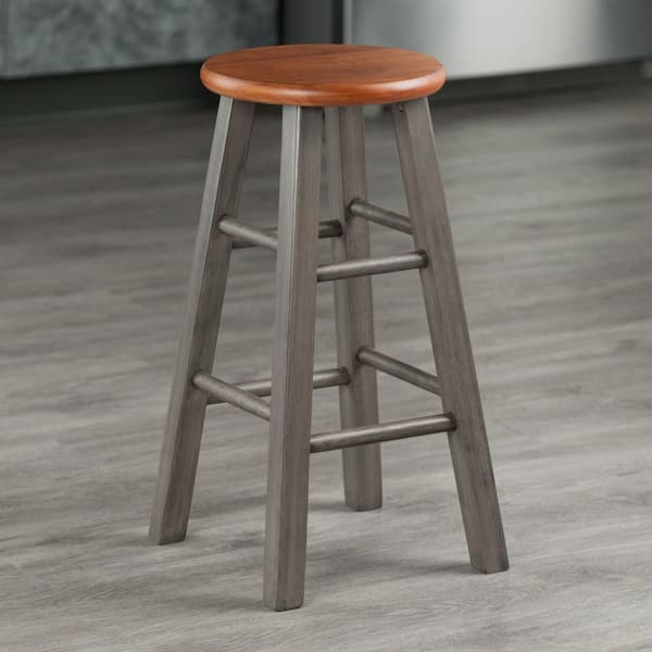 Ivy 24 in. Rustic Teak and Gray Counter Stool