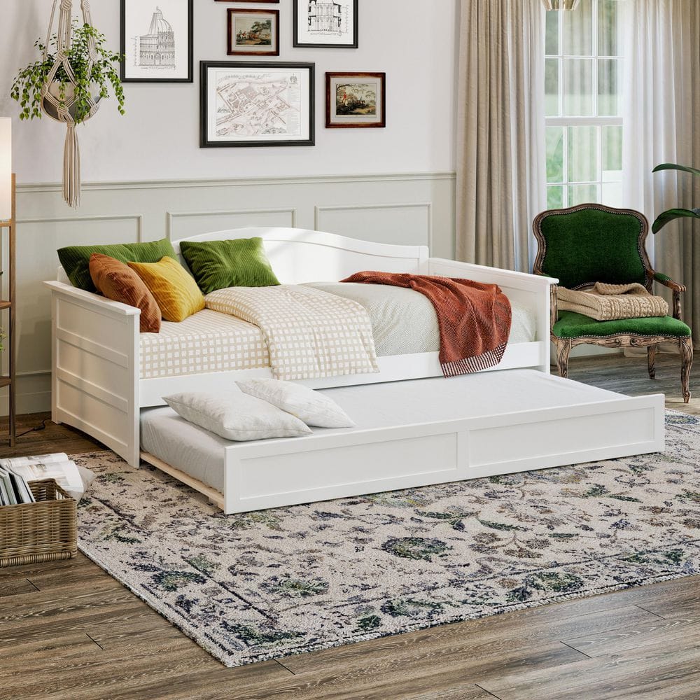 アリシアスタン バタフライセット Mookite White Butterfly AFI Acadia White Twin Solid Wood Daybed with Twin Trundle AG121622
