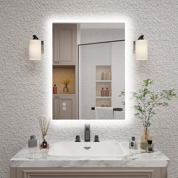 24 in. W x 32 in. H Rectangular Frameless Super Bright Backlit LED Anti-Fog Tempered Glass Wall Bathroom Vanity Mirror