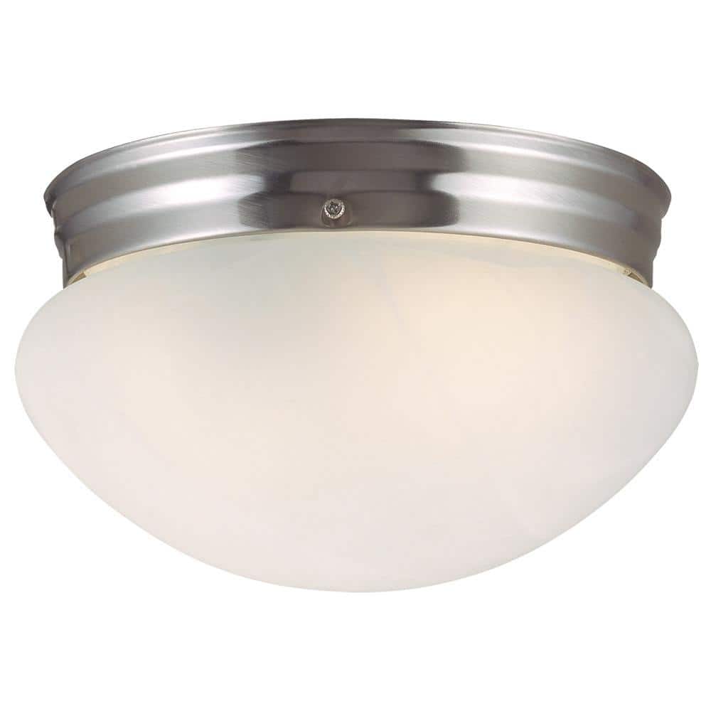 Design House 511576 Millbridge Traditional 1-Light Indoor Flush Mount Ceiling Light Dimmable Alabaster Glass for Bedroom Dining Room Kitchen  Satin Nickel