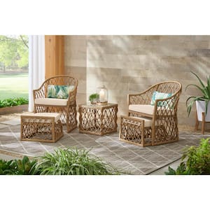 Long Beach 5-Piece Steel Outdoor Patio Conversation Seating Set with Beige Cushions