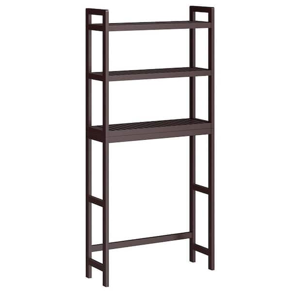 Dracelo 24.8 in. W x 64.2 in. H x 10.2 in. D Brown Bathroom Over-the-Toilet Storage