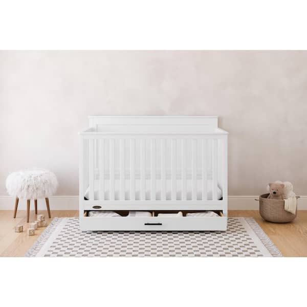 Tristan White 5-in-1 Convertible Crib with Drawer