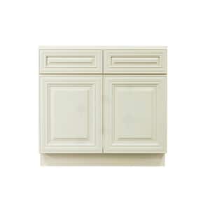 Princeton Assembled 39 in. x 34.5 in. x 24 in. Sink Base Cabinet with 2-Door in Off-White