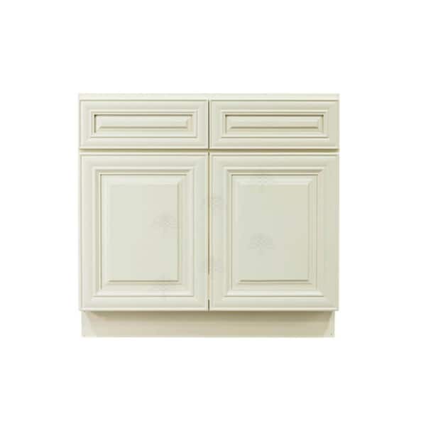 LIFEART CABINETRY Princeton Assembled 42 in. x 34.5 in. x 24 in. Sink Base Cabinet with 2-Door in Off-White