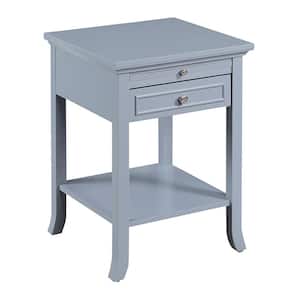American Heritage 24.25 in. H Gray Logan End Table with Drawer and Slide