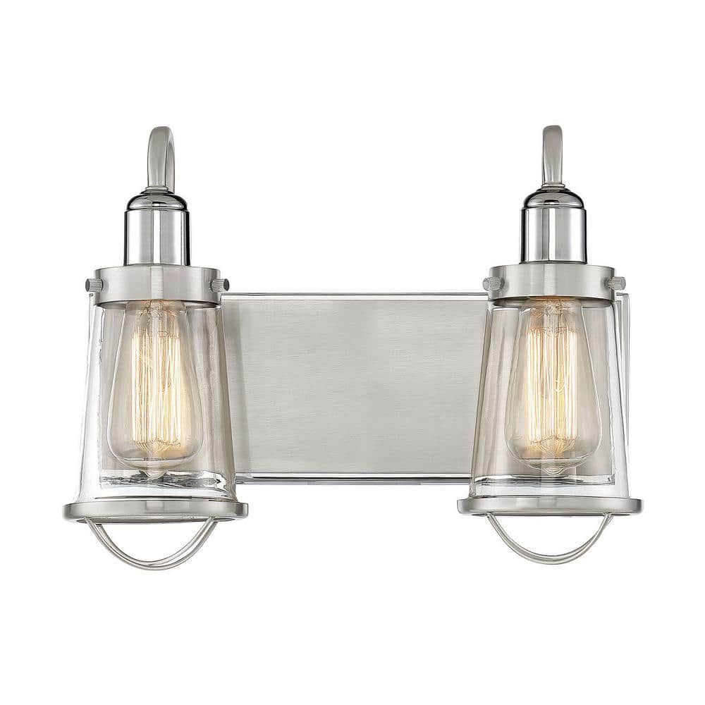 Lansing Satin Nickel and Polished Nickel 2-Light Vanity Fixture