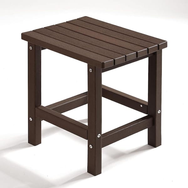 17 in. Brown Rectangular HDPE Outdoor Side Table