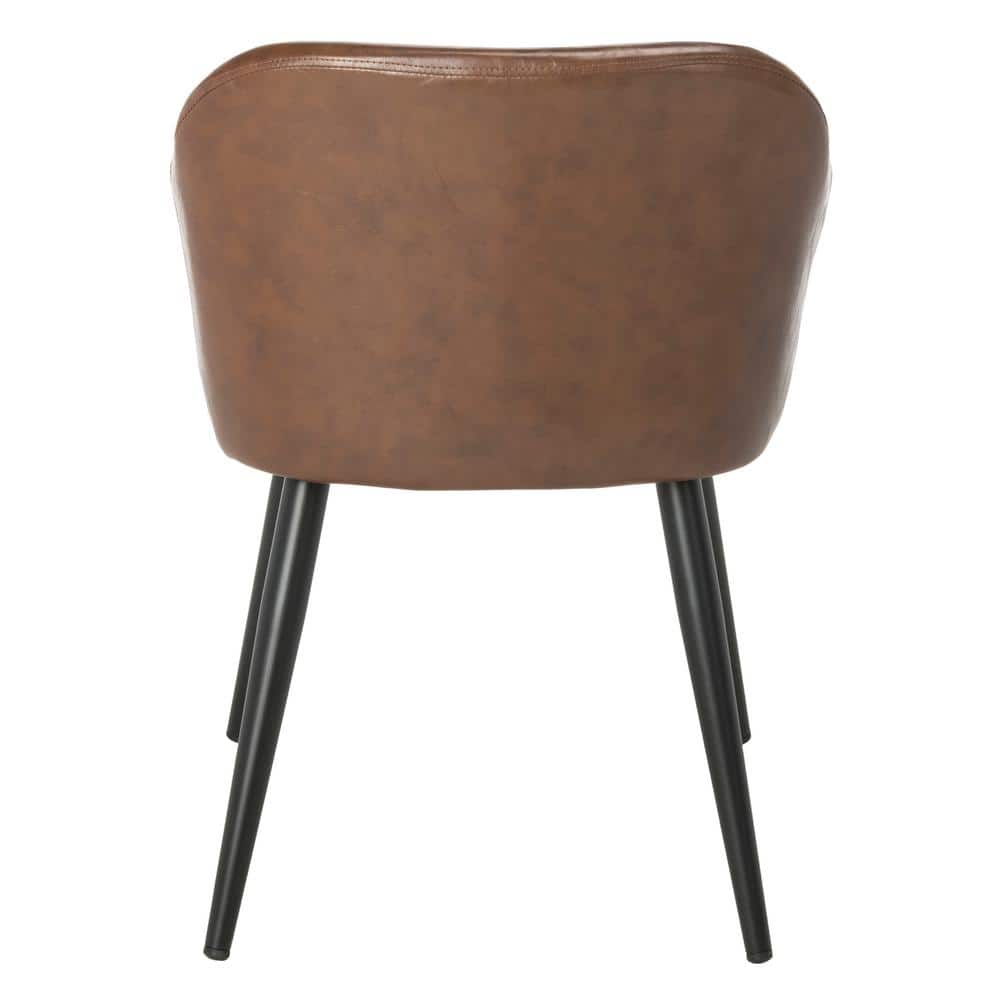Brown Faux Leather Accent Chair with Black Legs