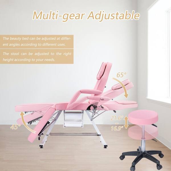 BarberPub Nail Chair for Nail Tech Pedicure Chair Massage Facial Spa Salon Chair 3522, Adult Unisex, Size: 31.9*26*23.8, Pink