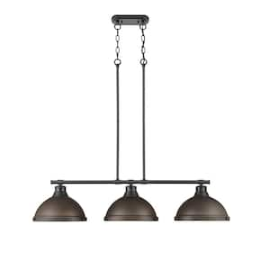 Duncan 300-Watt 3-Light Matte Black Pendant Light with Steel Shade