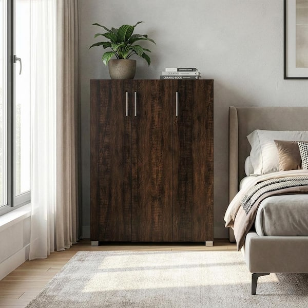 48.75 in. H x 35.5 in. W Brown Particle Board Shoe Storage Cabinet