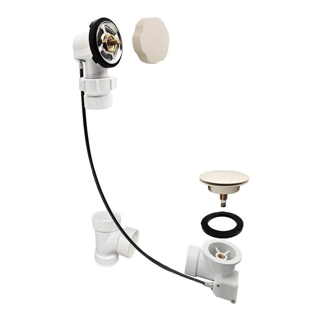 45 in. Cable Drive Bath Drain with Rotary Overflow Cover on a Ball Joint, Pop-Up Stopper-Sch. 40 PVC, Biscuit price history on PriceWatchPro