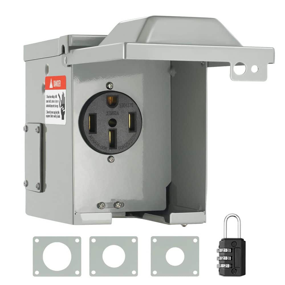 50 Amp RV Power Outlet Box, 125/250 Volt NEMA 14-50R Weatherproof Receptacle Panel with Lockable Cover for RV & Trailer price history on PriceWatchPro