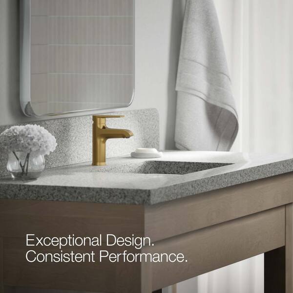 KOHLER Hint Single-Handle Bathroom Sink Faucet in Vibrant Brushed Moderne Brass