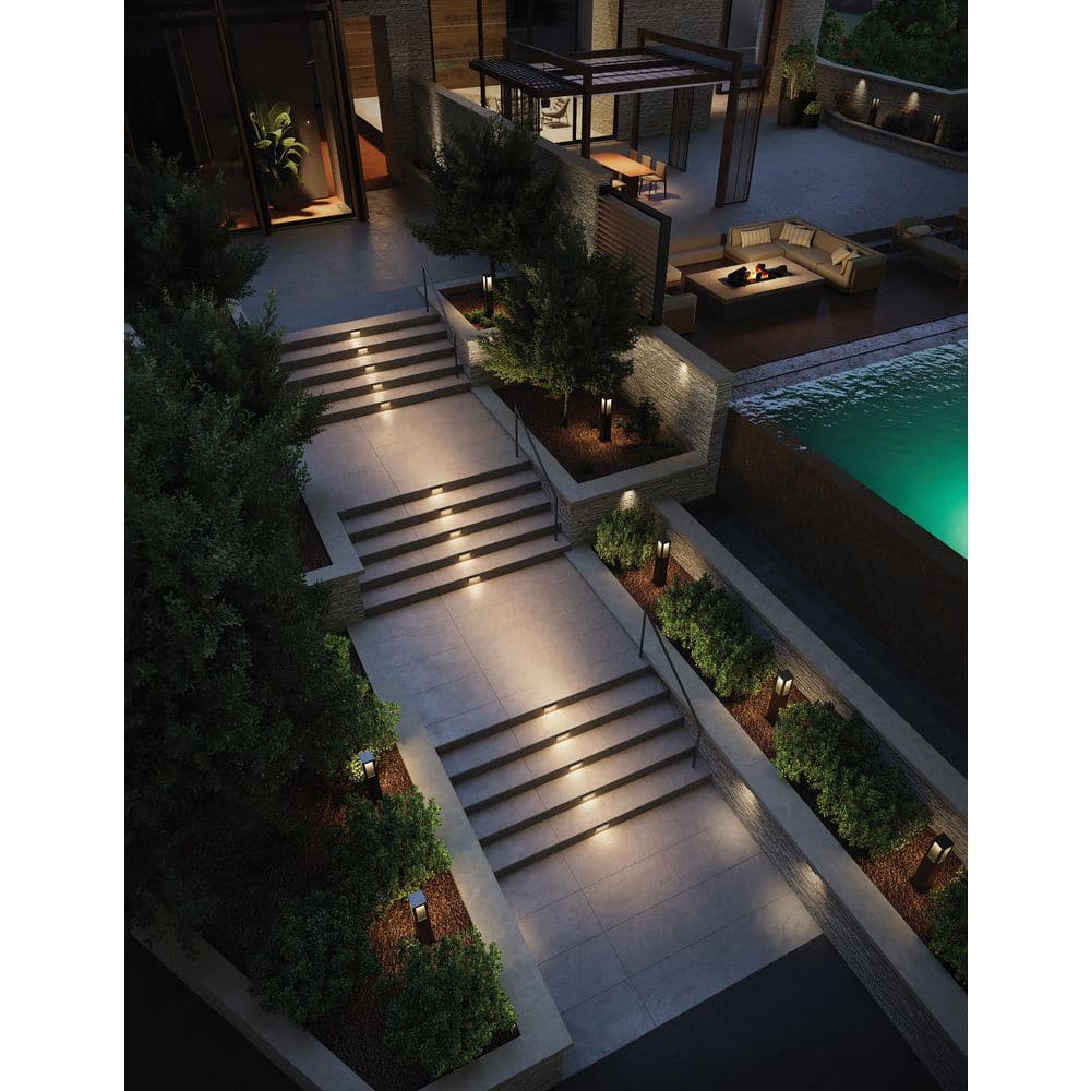 Satin Black Integrated LED Outdoor Step Light with Etched Lens
