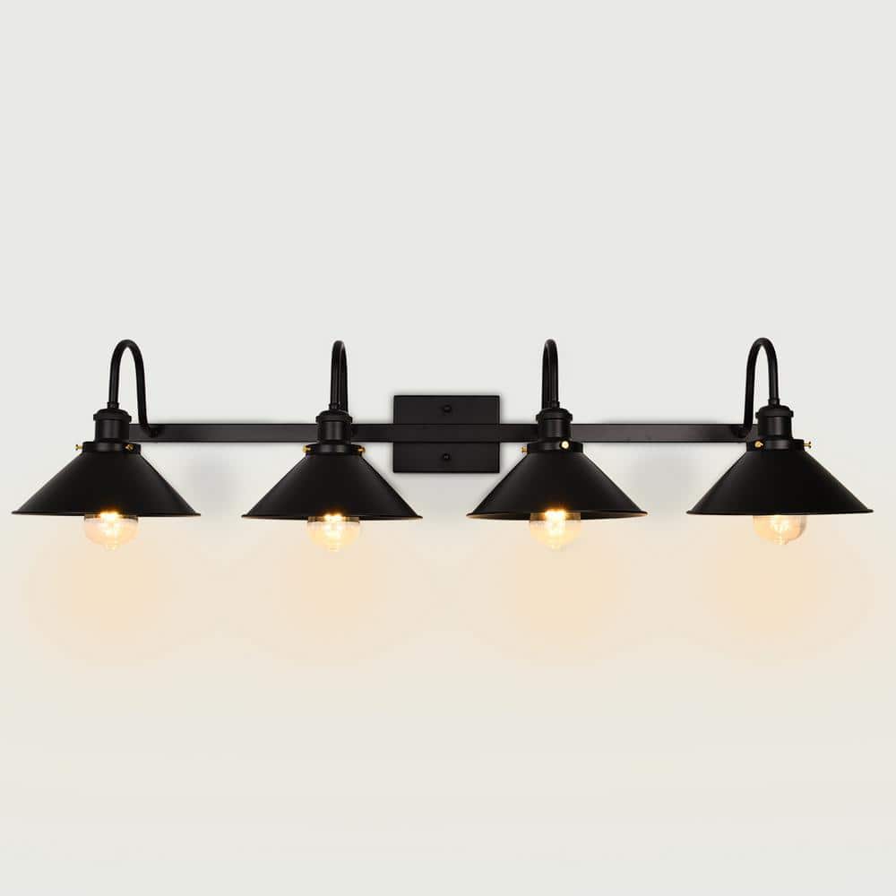 PAKOKULA Modern Farmhouse 41.1 in. 4-Lights Black Cone Industrial