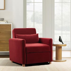 Corwin 36 in. Cinnamon Red Polyester Twin Convertible Chair