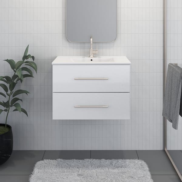 Napa 30 in. W x 18 in. D Bath Vanity in Glossy White with Ceramic Vanity Top in White with White Basin