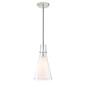 Taper 1-Light Brushed Nickel Pendant with Etched Opal Glass