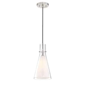 Taper 1-Light Brushed Nickel Pendant with Etched Opal Glass