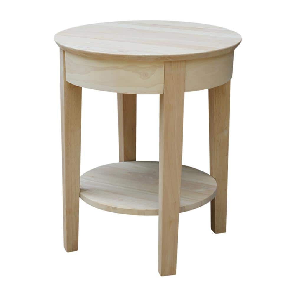 Elegant Solid Parawood Round End Table with Storage