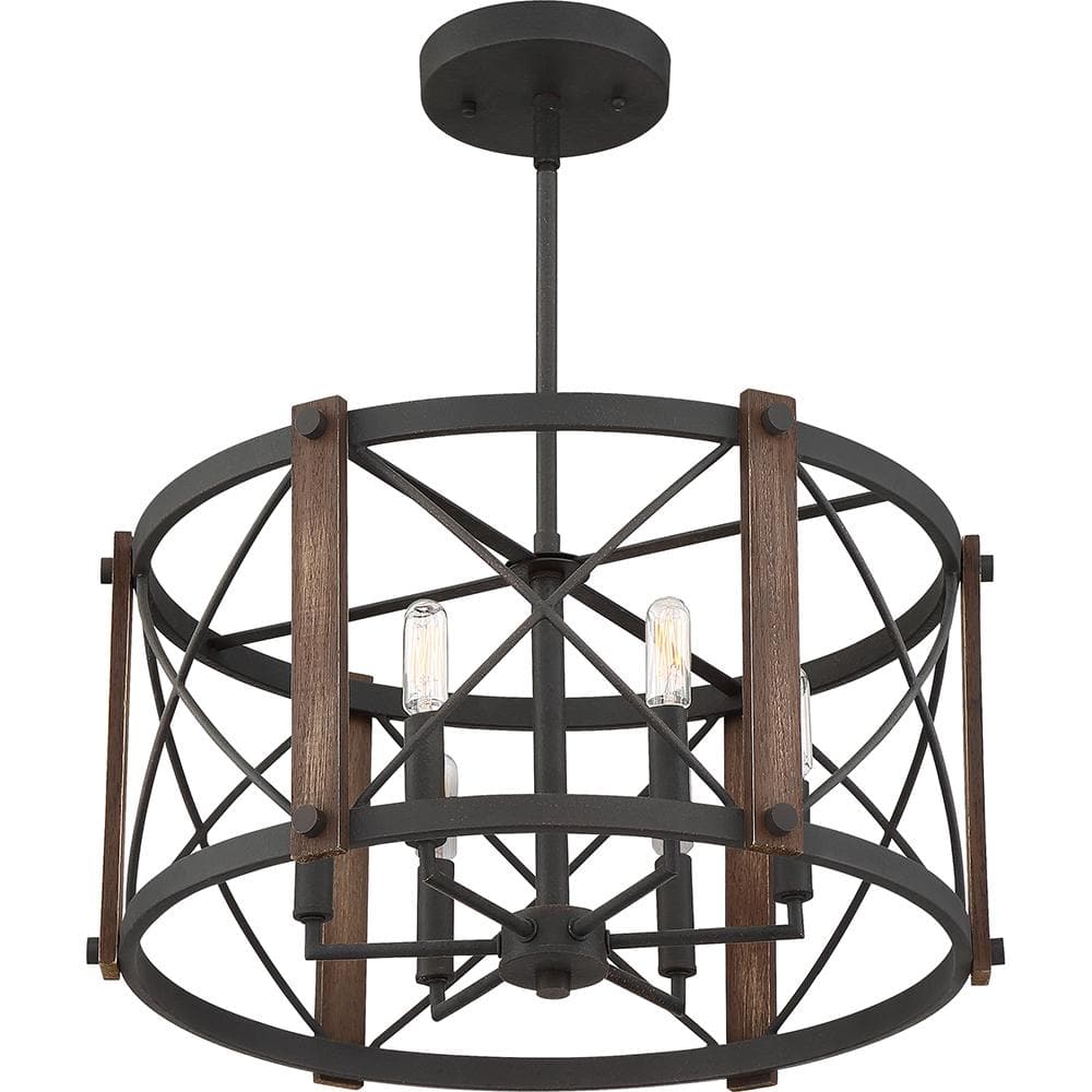 Baron 20" Black Steel 6-Light Semi-Flush Mount