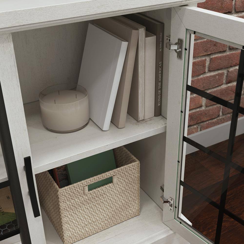 72" Winter Oak Adjustable Bookcase with Glass Doors