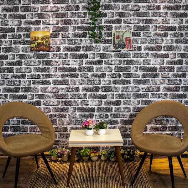 WALL!SUPPLY 20-in x 48-in Embossed Anthracite Eps Foam Faux Brick Wall  Panel (4-Pack) in the Wall Panels department at