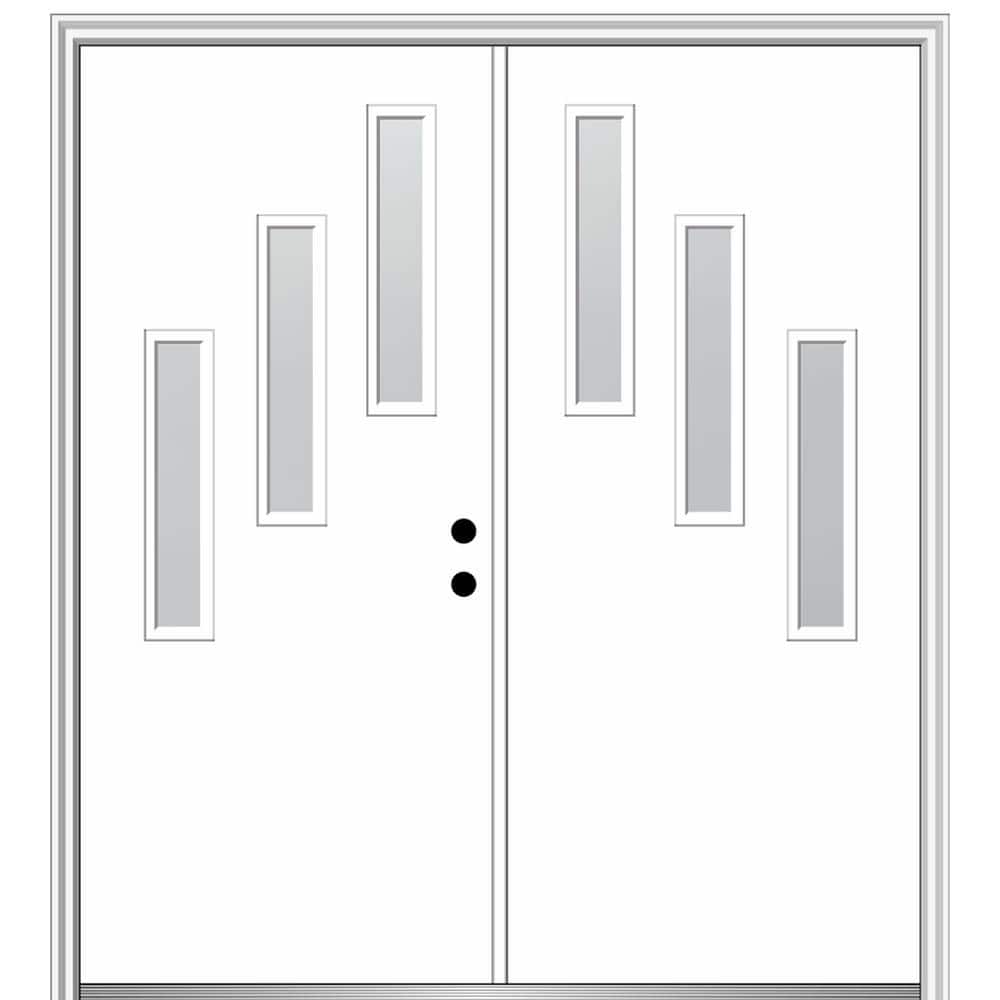 Davina 60 in. x 80 in. Left-Hand Inswing 3-Lite Frosted Glass Primed Fiberglass Prehung Front Door on 6-9/16 in. Frame price history on PriceWatchPro
