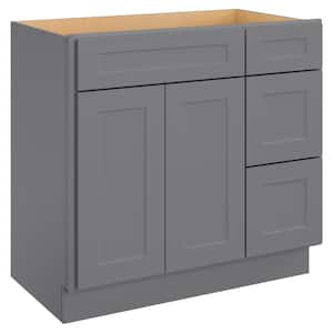 Shaker Grey Plywood Stock Ready to Assemble Floor Vanity Sink Base Kitchen Cabinet 36 in. W x 21 in. D x 34.5 in. H