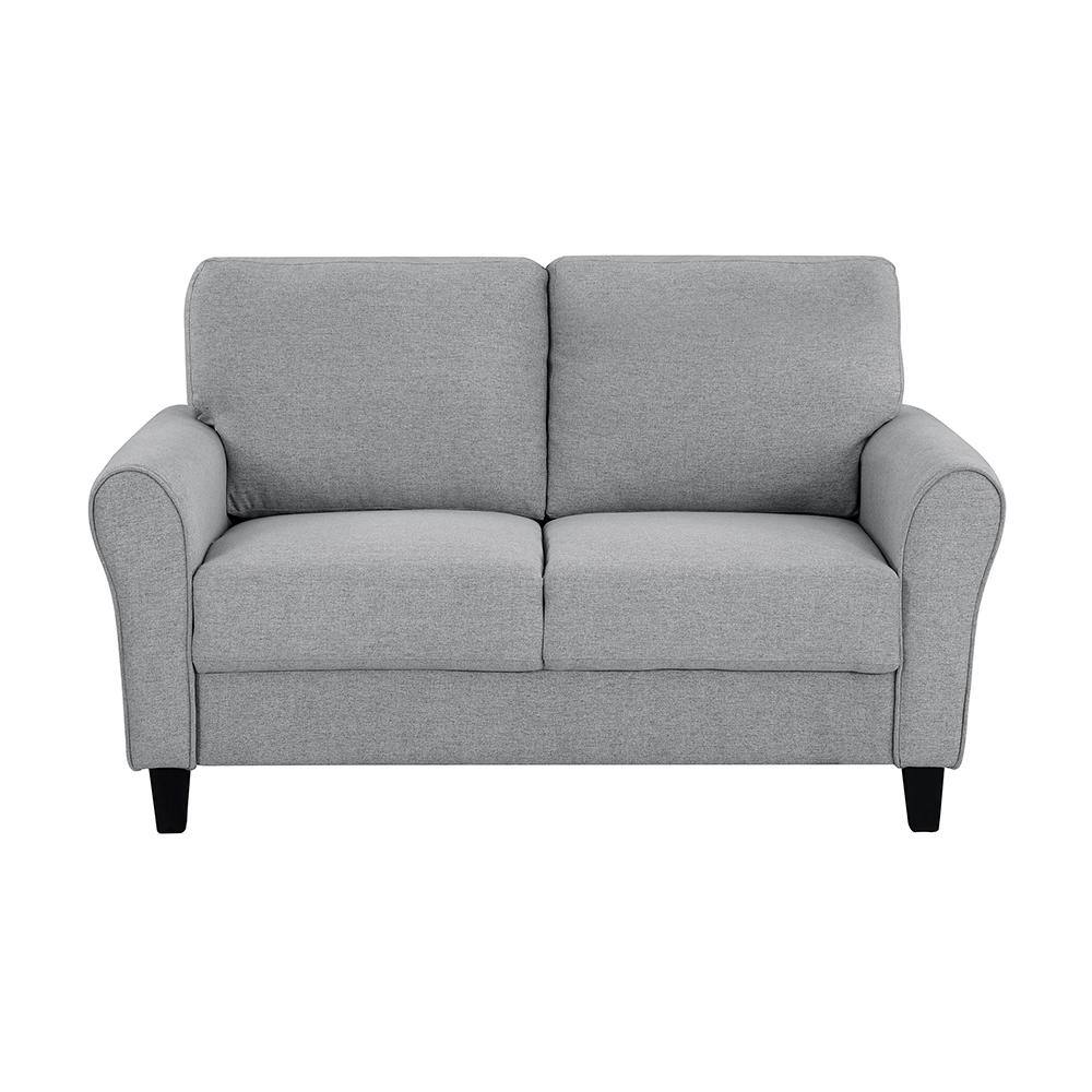 Aleron 58 in. W Dark Gray Textured Fabric Loveseat 9209DG2 The Home