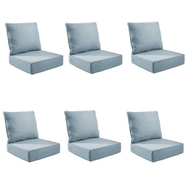 moosprr Modern 24 in. x 24 in. x 6 in. 12-Piece Deep Seating Outdoor Lounge Chair Thick Cushion Set in Baby Blue (6-Set)
