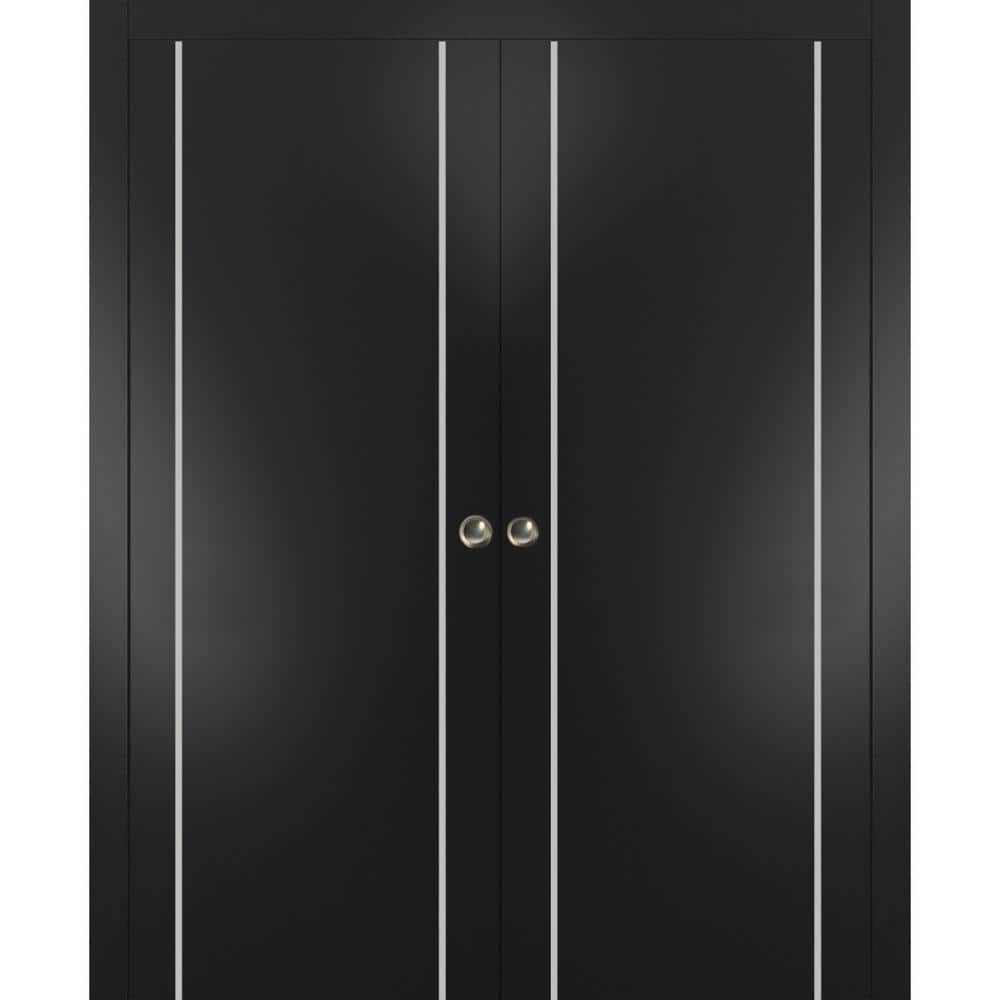 Assemble Required 48 in. x 96 in. 2-Panel Black Matte Finished Solid Wood with Honeycomb Sliding Door with Hardware price history on PriceWatchPro
