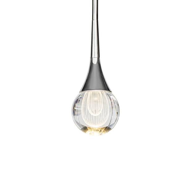 C Cattleya 75-Watt Integrated LED Polished Nickel Pendant Light with ...