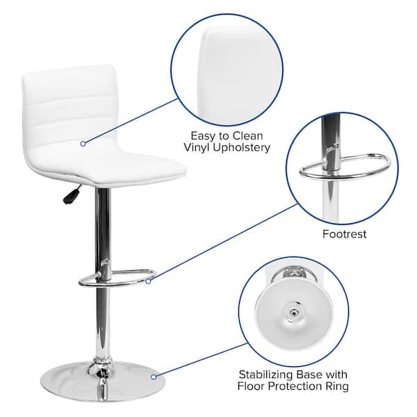 Flash Furniture Adjustable Height White, Bar Stool Base Protector