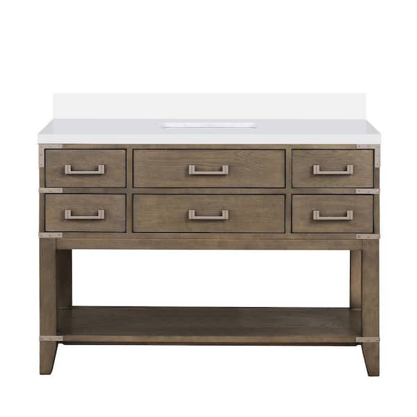 Irvington 48 in W x 22 in D Grey Oak Single Bath Vanity with Cultured Marble Top
