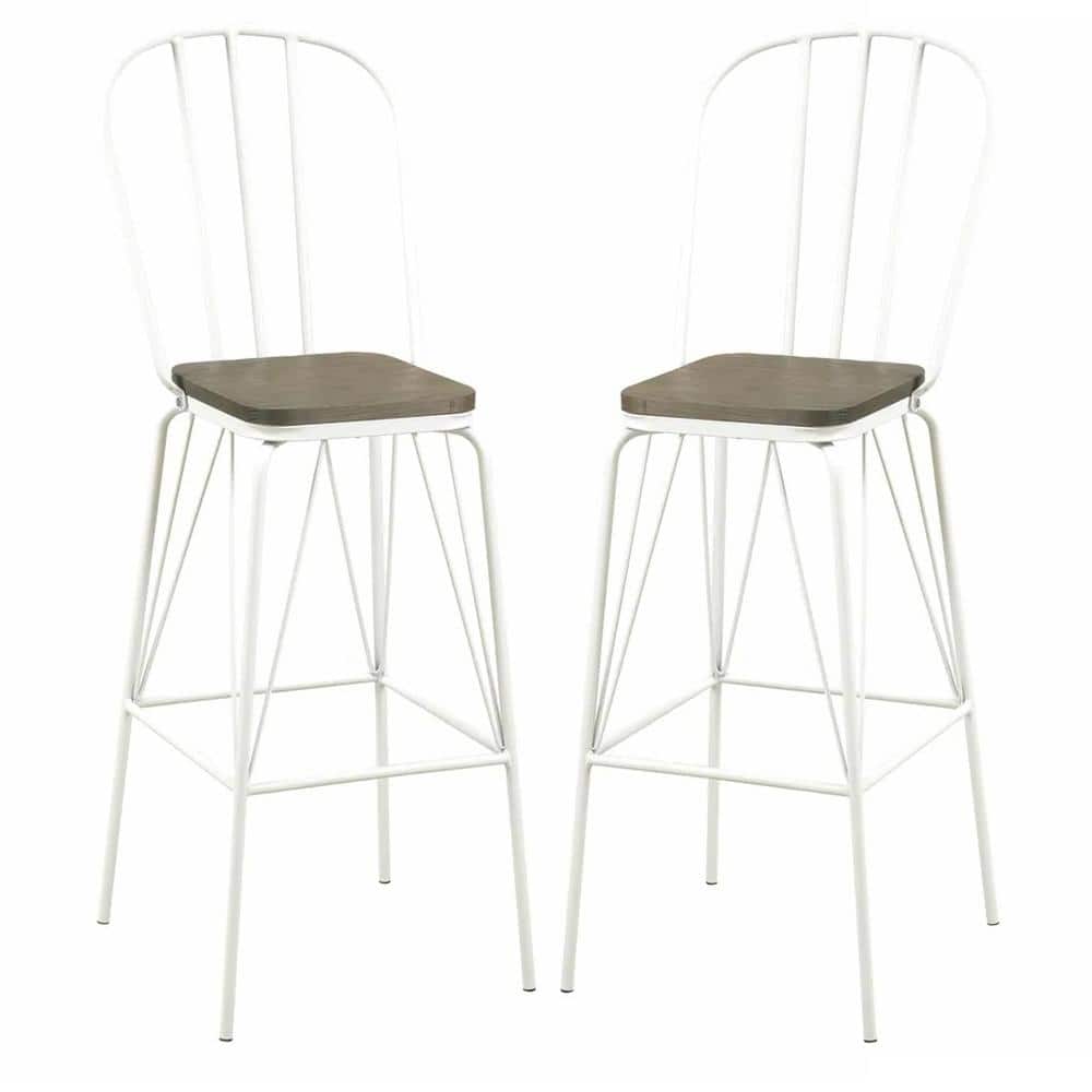 Furniture of America Raynham 44 in. White High Back Steel Frame Bar