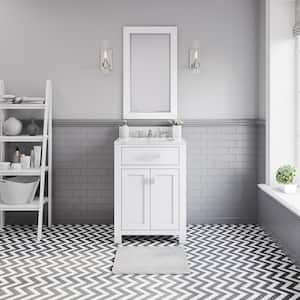 Madison 24 in. Vanity in Modern White with Marble Vanity Top in Carrara White