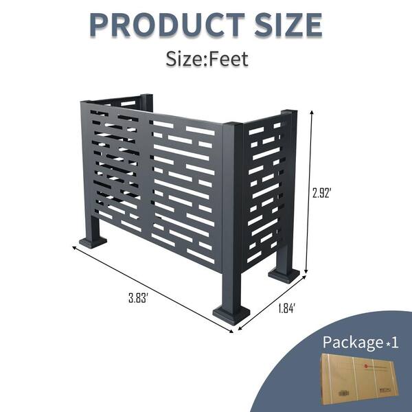 Sudzendf 3.83 ft. x 1.84 ft. Charcoal Air Conditioner Fence for Outdoor, Perfect to Conceal Air Conditioning Unit, 3 Fence Panels